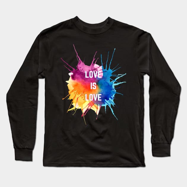 Love is love rainbow paint lgbt gay pride design Long Sleeve T-Shirt by Katebi Designs